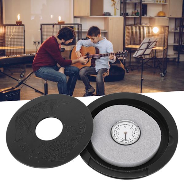 Gitar Lydhull Fukter med Hygrometer Fuktighetsmåler Folk Akustisk Gitar Lydhull Fukter Svart