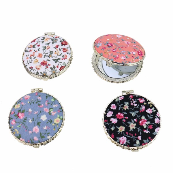 Monrocco Set of 4 Retro Floral Makeup Mirror for Handbag,