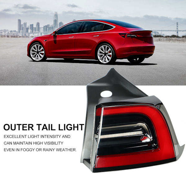 Ytre baklykt for bil 5 ledninger OEM-stil Vanntett bakbremselys erstatning for Tesla Model 3 Y 2020‑2022 Høyre 1502087 00 D