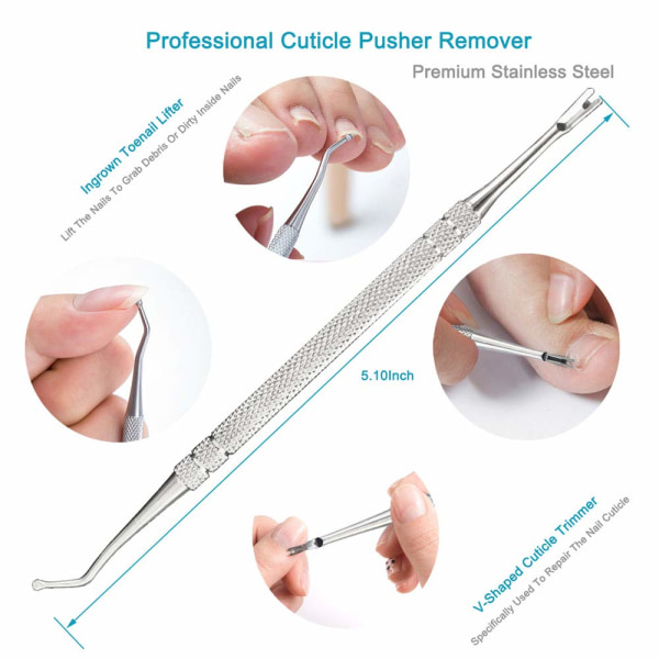 Cuticle Trimmer med Cuticle Pusher 9PCS, Cuticle Remover