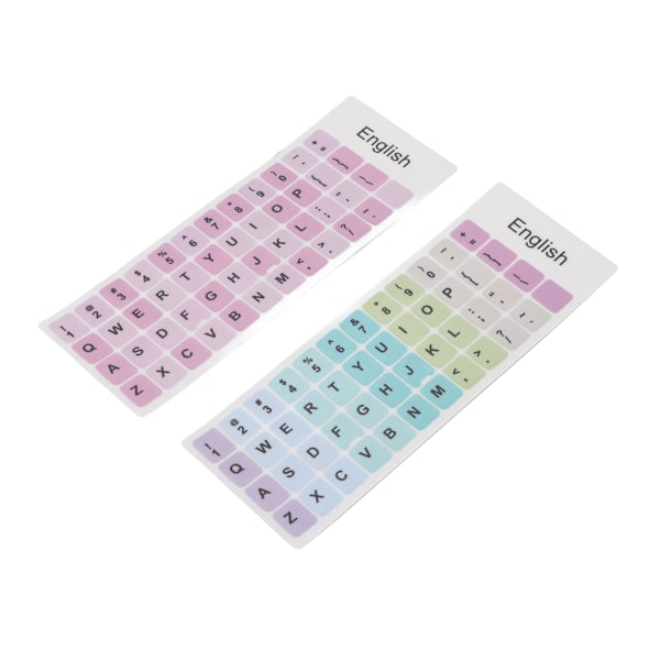 2 stk. tastaturklistermærker, farverige, engelsk sprog, støvtæt, vandtæt belægning, PVC-materiale, computertastaturklistermærker A
