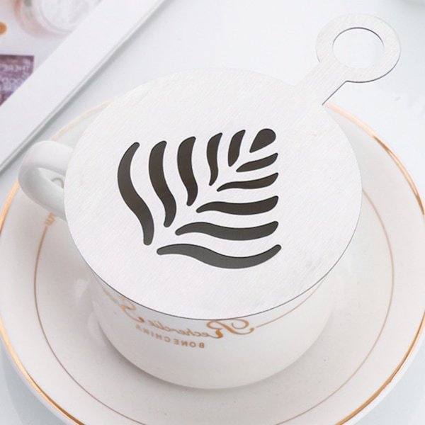 4 st Cappuccino Kaffe Schabloner Mall, Rostfria Kaffe Schabloner, Kex och Bröd Pulver Spridning och Blomma Dragning Form