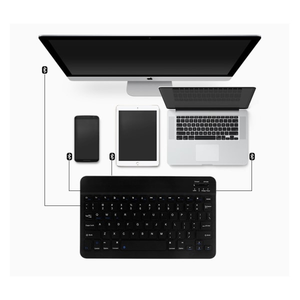Bluetooth-tastatur, trådløst ladetastatur, egnet for alle typer nettbrett, med LED-bakgrunnsbelysning, svart 10 tommer