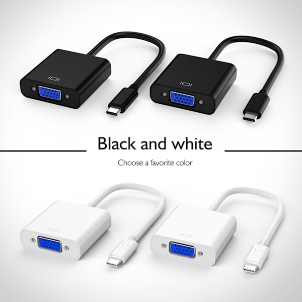 Multifunktionell USB C till VGA Adapter Typ C till VGA Adapter Konverterare