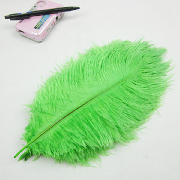 Engros 10 stk naturlige han-strudsefjer 25-30 cm/10-12 tommer Stor fluff Grøn