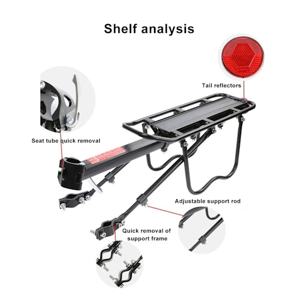 Cykel Bagagebærer Bagpå Universal Semi Quick Release Letvægts Aluminiumlegering Plast Cykelholder