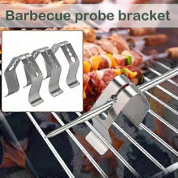 6 stk. grilltermometerprober i rustfritt stål - 3-hulls holder for matlaging 6 Pack