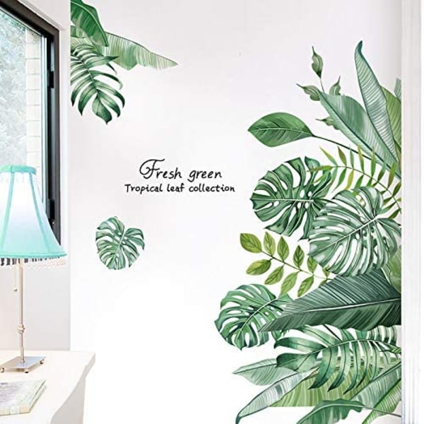 Grønne tropiske blader veggdekor, natur palmetre bladplanter W