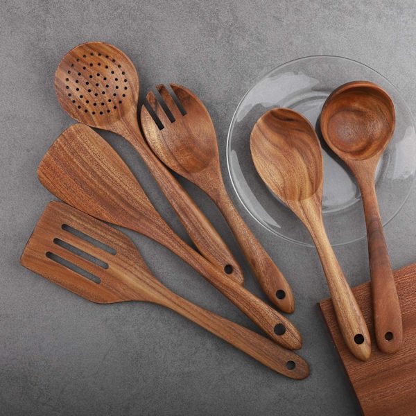 Träredskap Set Köksredskap Set, Non-Stick Köksredskap