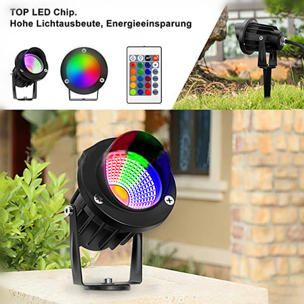 10W RGB-maavalo, värikäs kaukosäätimellä ohjattava valonheitin, maisemavalo