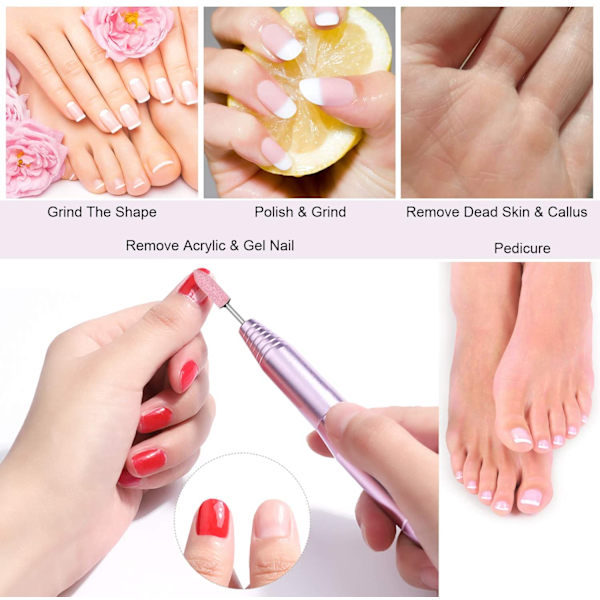 6 st kvarts skrubbsten nagelborr bitar ersättning set, nagel
