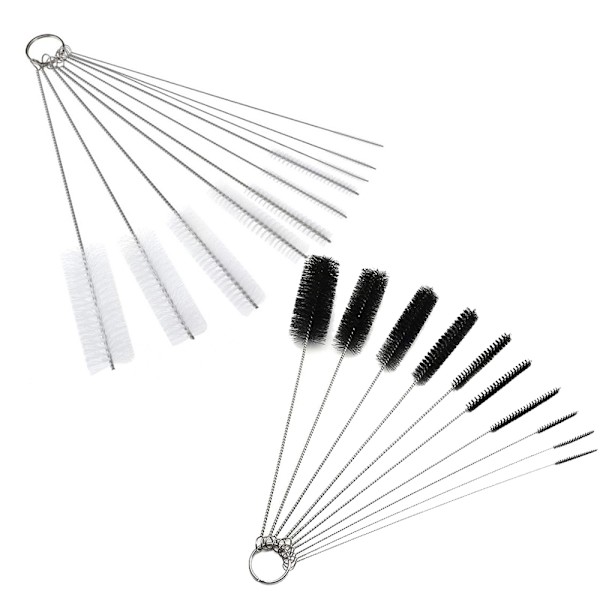 2 set rengöringsborstar nylonrörborstar set 10 olika