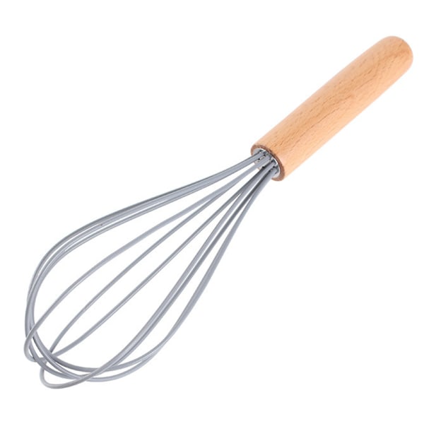 wooden handle silicone household egg beater silicone wire