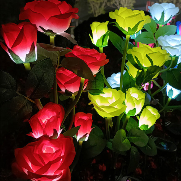 [5 blommor] Soldrivna Rose Garden Stake Lights, för utomhusbruk