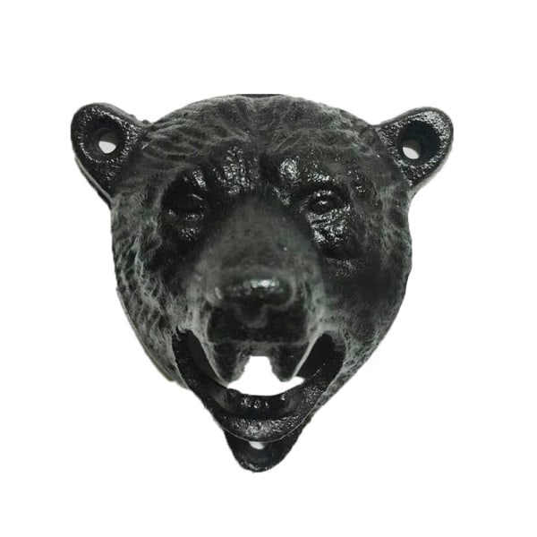 Cast Iron Wall Mount Grizzly Bear Teeth Bite Bottle Opener