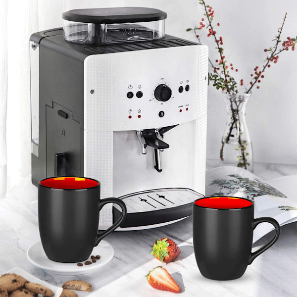 400 ml kaffekrus, mat sort porcelænskrus, keramiske drikkekopper til kaffe, te, juice, kakao