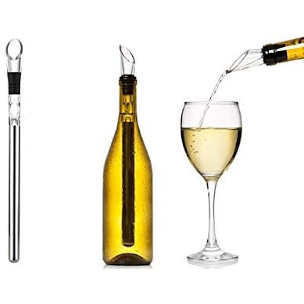 Vinkølestav med belufter i rustfrit stål - Premium vinkøler - Dekanter - Vingydelse i sommelier-kvalitet