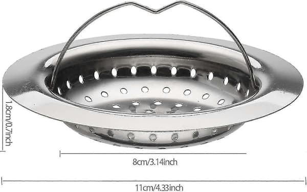 2 kjøkkenvasksil med håndtak, rustfritt stål vask, brettgitter, 110 mm diameter