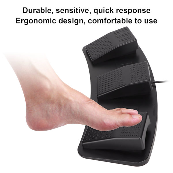 USB Triple Foot Switch Pedal Multifunktionel Ergonomisk Triple Foot Switch Pedal til Spil Fabrikstest (Fotoelektrisk Switch)