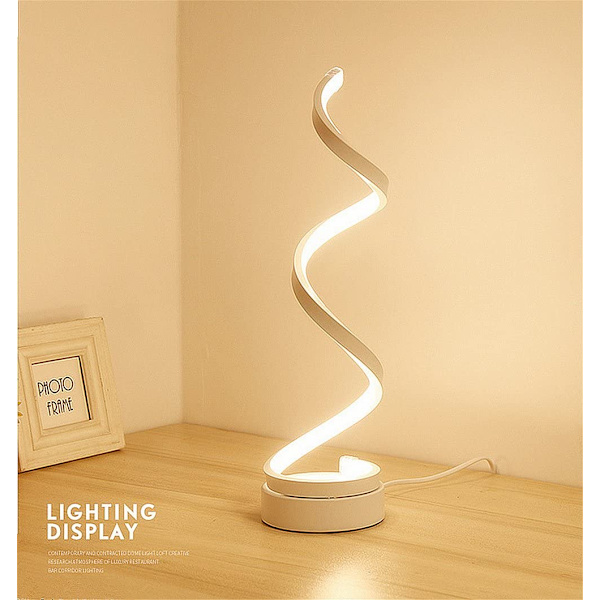 Varmt hvit spiral LED-sengelampe lysstyrke øyebeskyttelse, LE