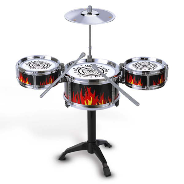 Trumset för Barn Pedagogisk Robust Enkel Användning Hållbar Trumleksak med Cymbal för Pojkar Flickor QF‑3013 Silver Cirkel