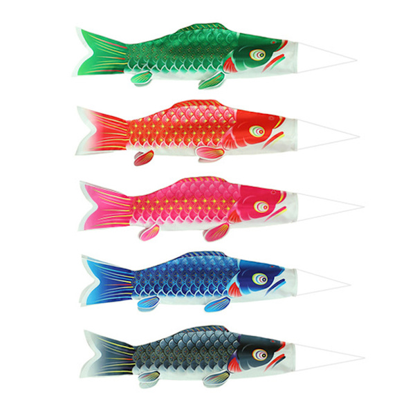 5 stk. japansk karpe vindstrømpe streamer fisk flag drage