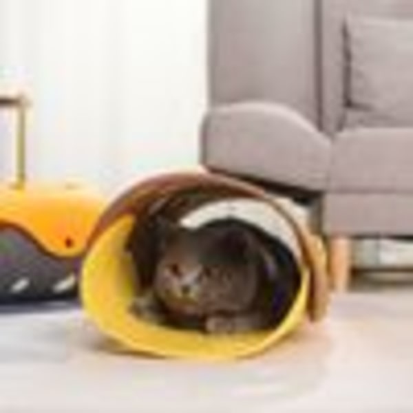 3mm/4mm Tunnel Leke Katt Morsom Katt Leke Filt Pom Splicing Tunnel Deformerbar Kattunge Reir Sammenleggbar Huller Hus Tunnel Interaktivt Kjæledyr Leke (Grå Oransje -