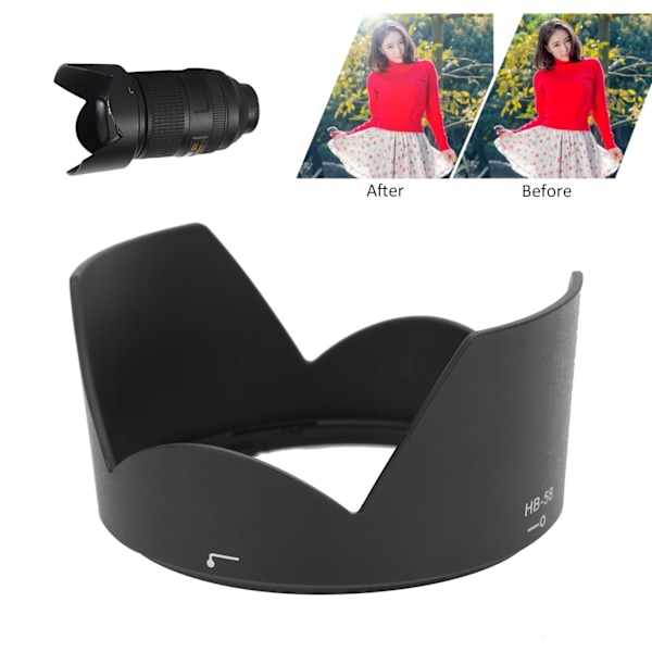 HB‑58 Vendbar Kameraobjektiv Modlys Blænde Beskytter til Nikon 18‑300mm F/3.5‑5.6G ED VR Objektiv
