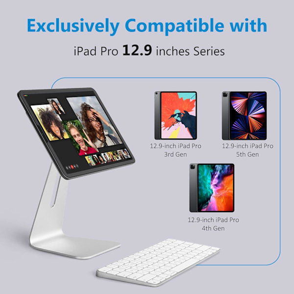 Magnetisk iPad-stativ, roterende iPad-stativholder i aluminiumlegering til iPad Pro 12,9 tommer Magnetisk bordstativ til iPad Pro 12,9'' 3./4./5. generation