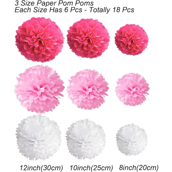 Cocodeko 18 st silkespapper pompom blommor boll dekorpapper