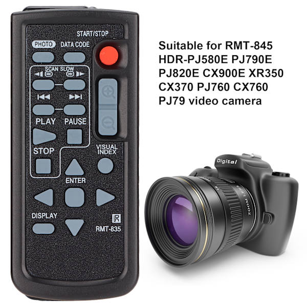 RMT835-vaihtoetäohjain, sopii malleille RMT845 HDRPJ580E PJ790E PJ820E CX900E XR350 CX370 -videokamera