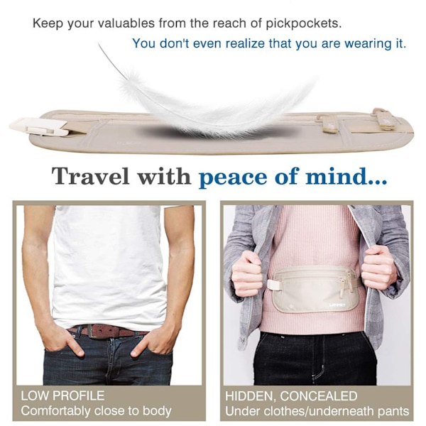 Matkarahan vyölaukku piilotettu lompakko passi raha vyölaukku Slim Secret Security Travel Bag Chest Pack