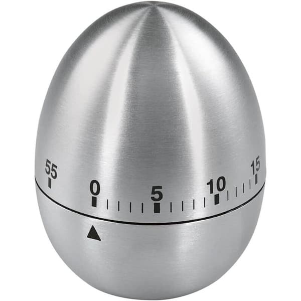 Eggeklokke (med timerfunksjon, timeglass, rustfritt stål) Sølv