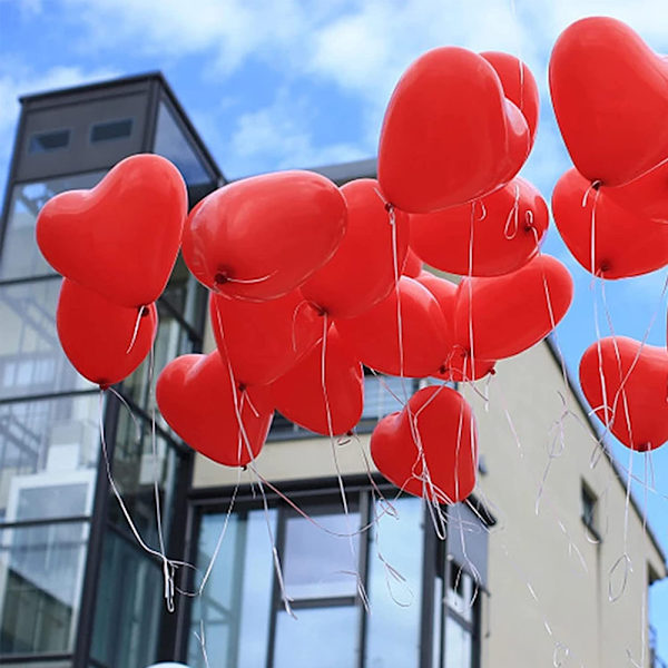 Hjerteformede balloner, Valentinsdag forlovelse bryllupsfest dekorationer, 100 stk.
