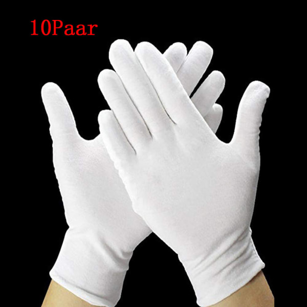 10 Paar weiße Baumwoll-Handschuhe – für Kosmetika und