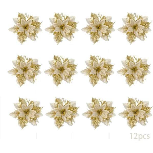 12 stk. Kunstige juleblomster, juleblomster julestjerne, blomster