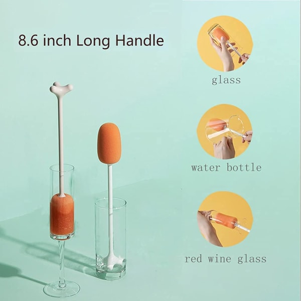 Metulip 2-pack svampflaskborste med stativ 8,6 tum lång