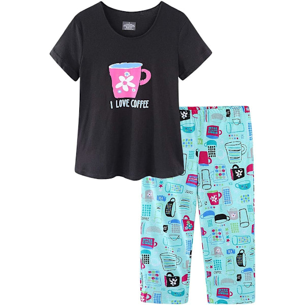Svart dam pyjamas set - pyjamas för kvinnor set plus size sovkläder toppar med byxor sommar pjs set