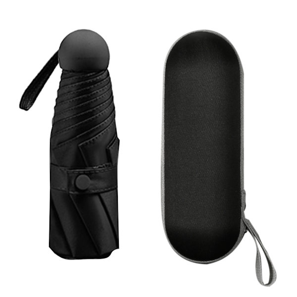Kapselparaply Mini Lomme UV-resistent 2 Brug 5 Sektion 8 Kantet Udendørs Tilbehør Sort