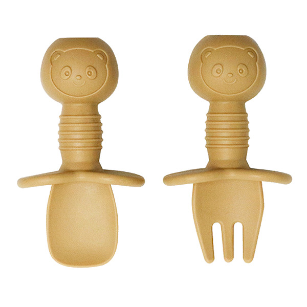 Silikon Baby Gaffel og Skje Sett, Baby Led Weaning Utensils,