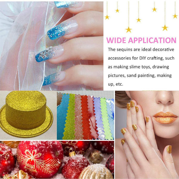 Glitterpulver Set Färgglad Glitter Shaker 12 Pack Fint Glitterpulver för Naglar Kropp Ansikte Kosmetisk Hantverksdekoration Festival Dekoration