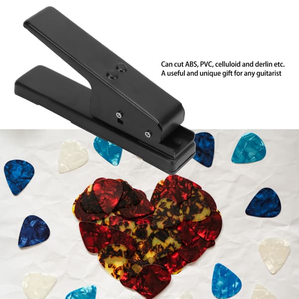 Gitarrplocktillverkare Svart Bärbar Gitarrplockstans Kutter med Plockremsa Sandpapper för DIY