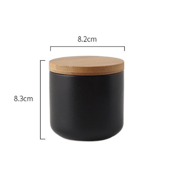 Keramisk matförvaringsburk med trälock, bärbar lufttät förvaringsburk för te, socker, kaffe, nötbönor, te (svart (260 ml)
