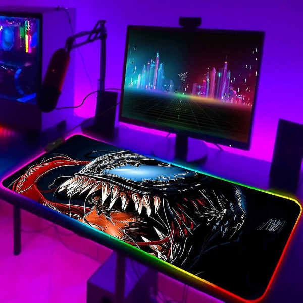 Venom Villain RGB Musemåtte, Baggrundsbelyst LED, Spiller 300X800X3 Velegnet til Cs Go Bordmåtte