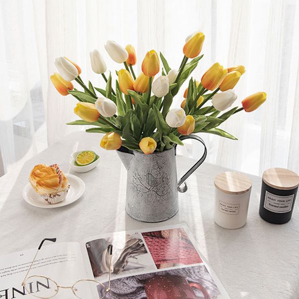 10 stk PU Kunstige Tulipaner Ekte Touch Kunstige Blomsteroppsats