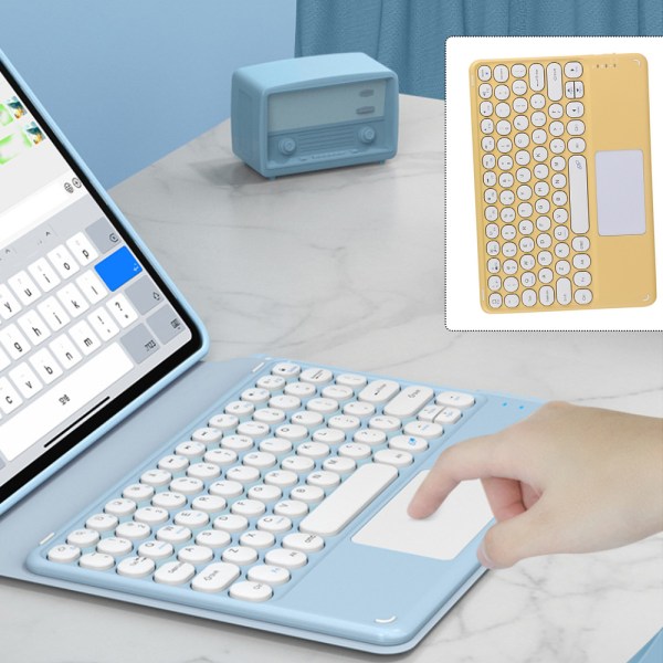 Bluetooth Keyboard Touch, Wireless Keyboard Ultra-Slim Portable with Trackpad, Built-in Rechargeable Battery - Blue