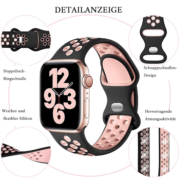 Adorve Kompatibla Apple Watch Armband 45mm 44mm 42mm SE iWatch Serie 7 Dam Herr, Andningsbar Sport Silikonersättningsrem,