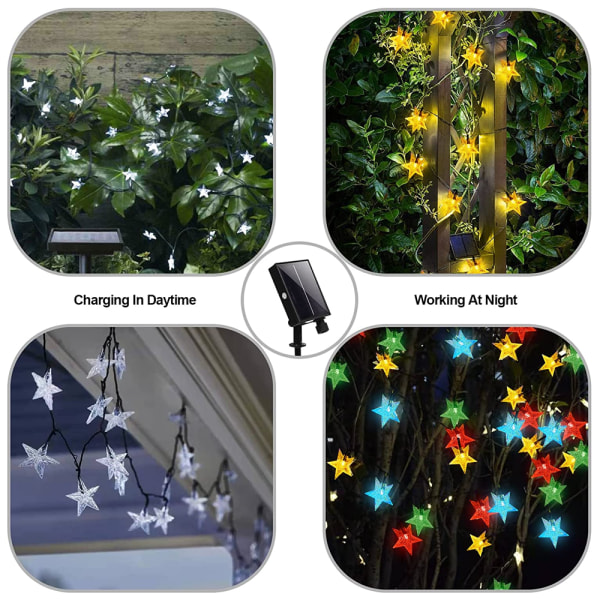 Solar Star String Lights 39.3ft 100LED Fairy Lights med 8 moduser