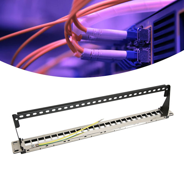 CAT5e Patch Panel 24 Porter Anti Interferens Stabil Polert Metall CAT6 Rackmonterings Panel for 19 Tommers Rackskap