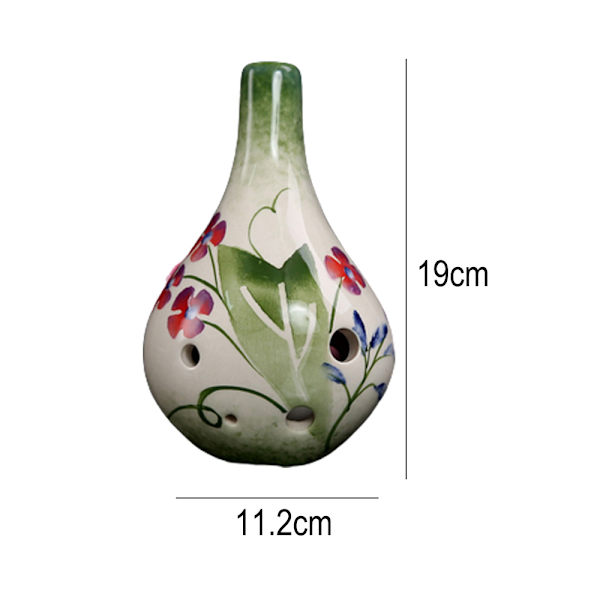 6-huls ocarina, alt C, glaseret keramik, smukt design, gaveidé